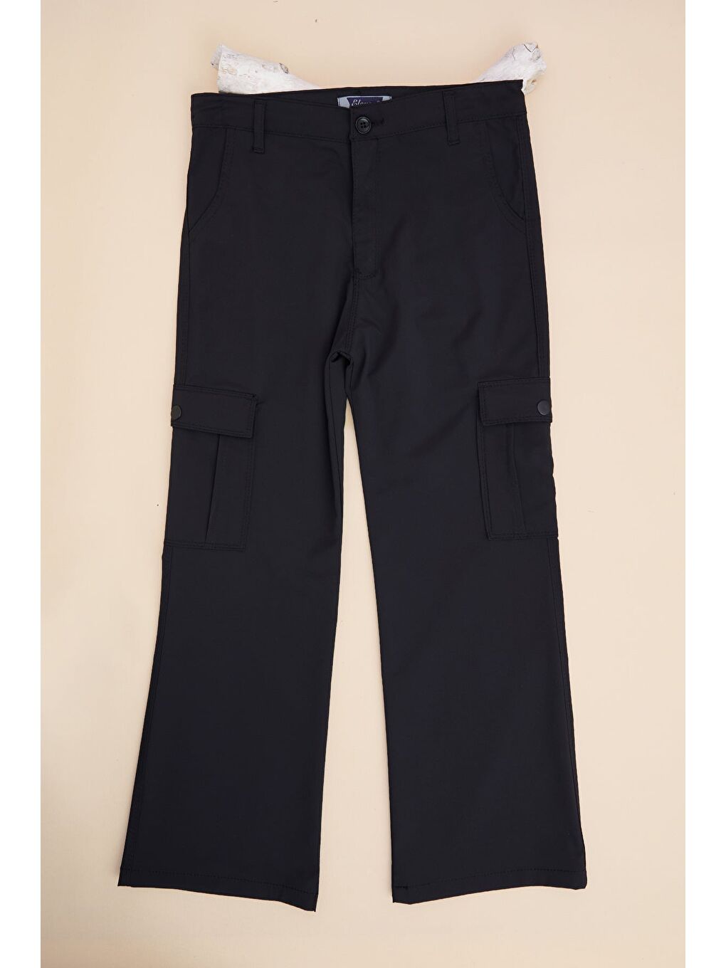 Siyah Fermuarlı Kargo Cep Kız Çocuk Pantolon