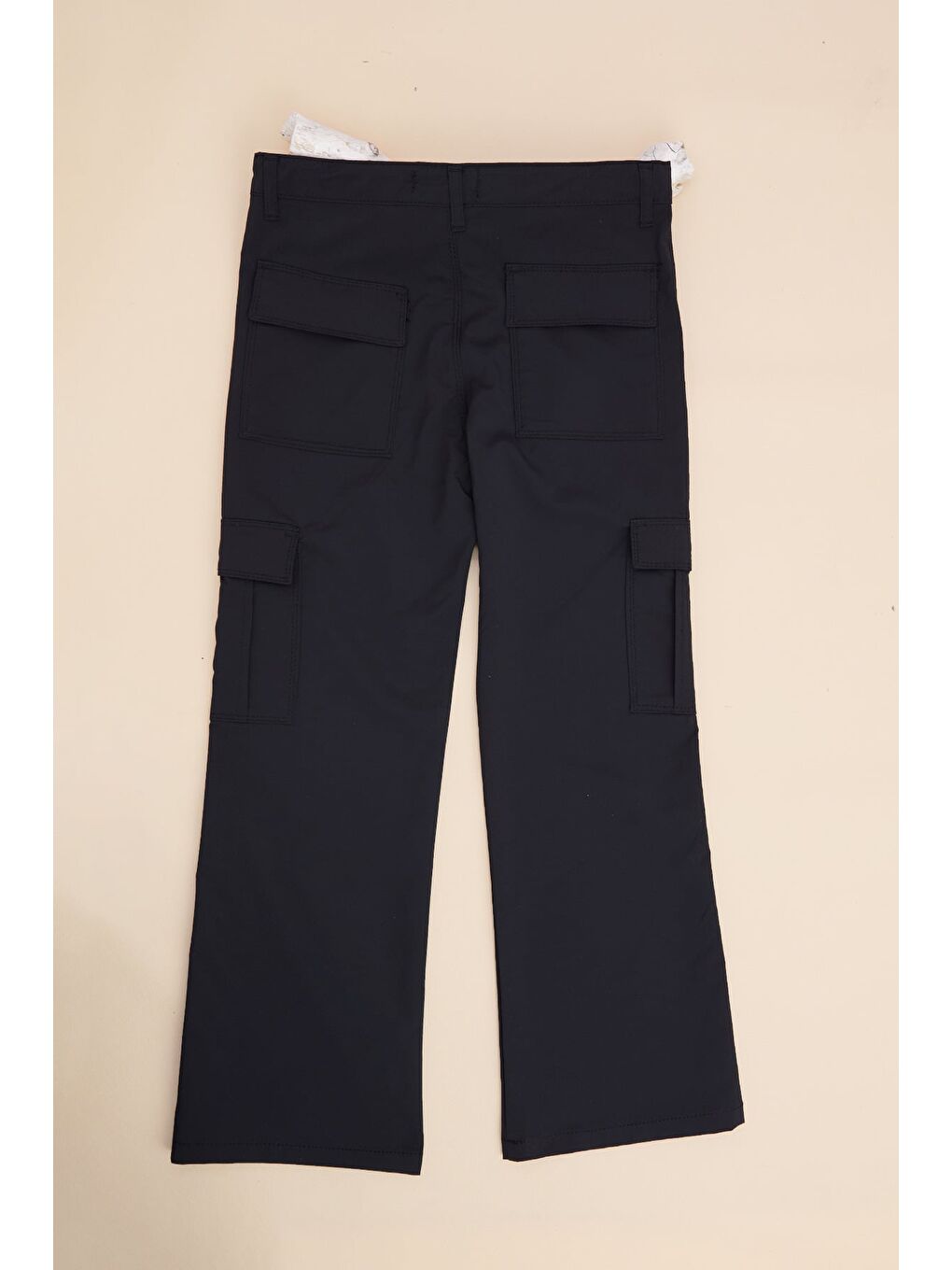 Siyah Fermuarlı Kargo Cep Kız Çocuk Pantolon-1