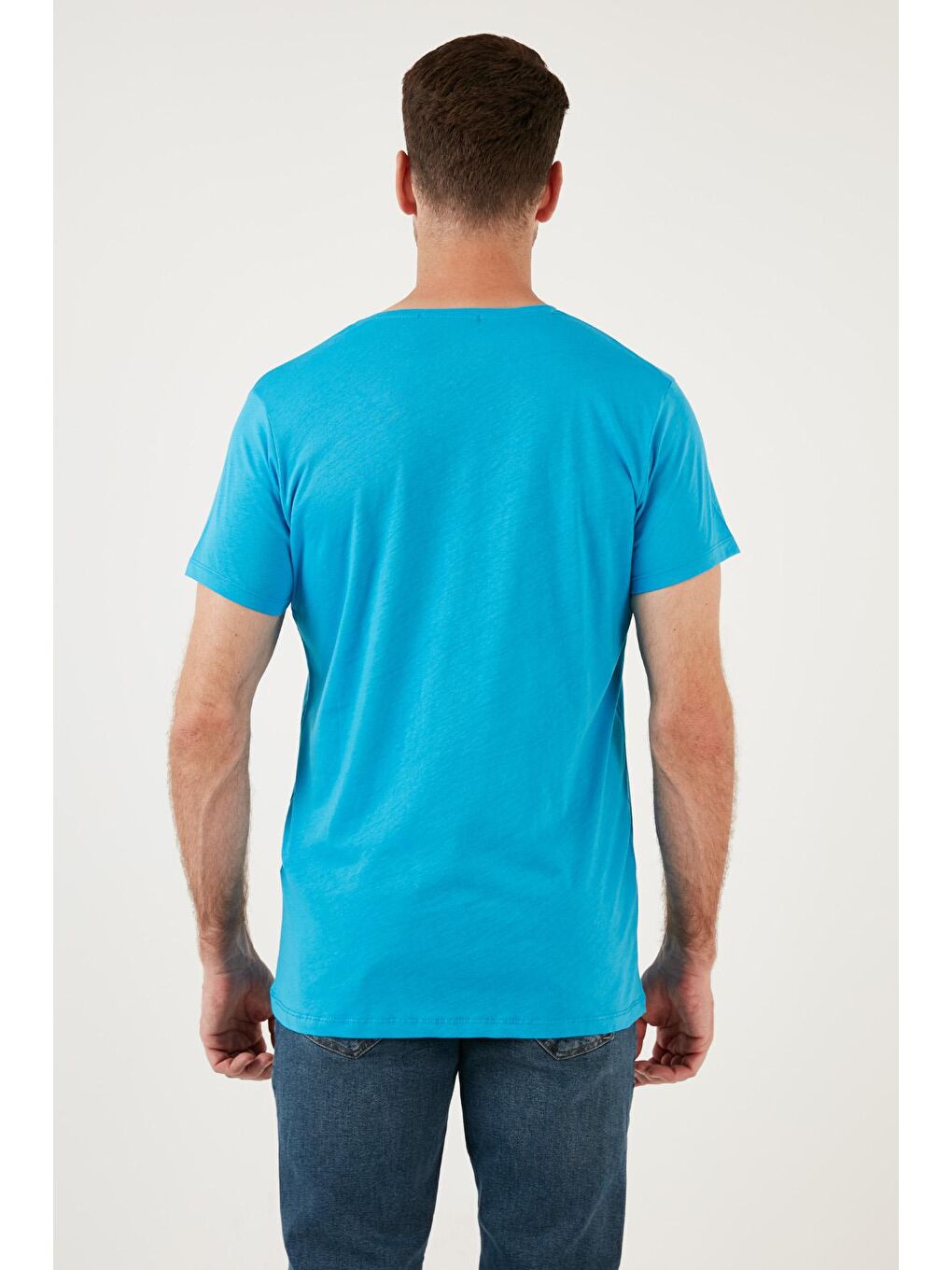 Buratti Mavi Baskılı Bisiklet Yaka % 100 Pamuk Slim Fit T Shirt 541PUSULA - 4