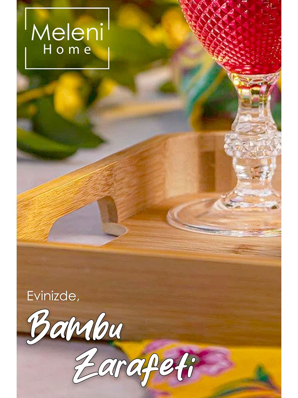 Bej 3'lü Kulplu Bambu Tepsi Seti Çay Kahve Servis Tepsisi İkra mlık Dekoratif Sunum Tepsisi-3