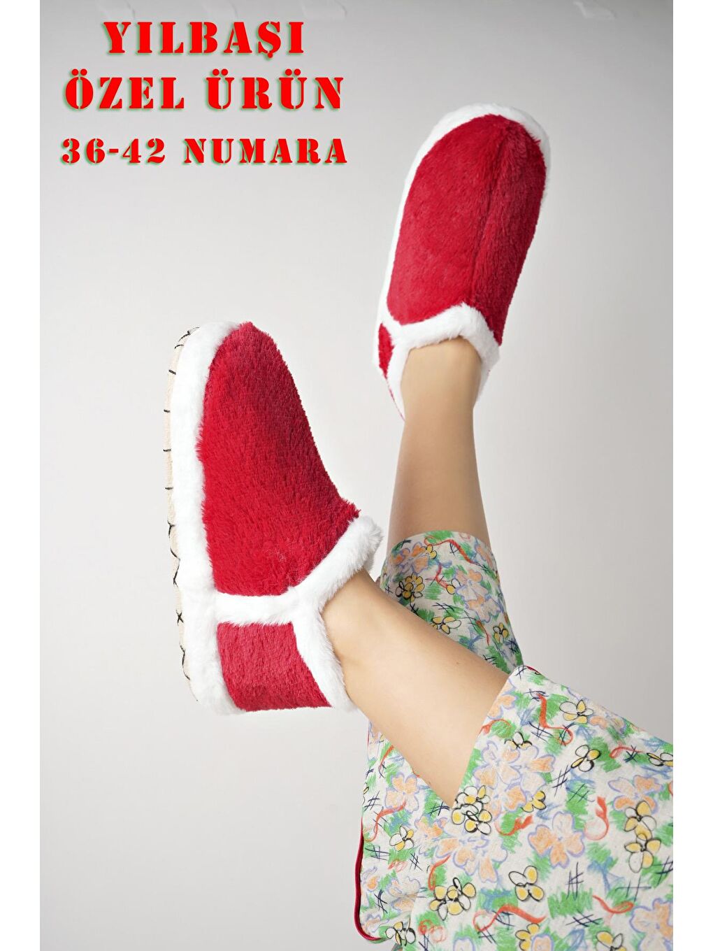 Kırmızı VIOLA Kadın Panduf Ev Ayakkabısı Ev Botu-3