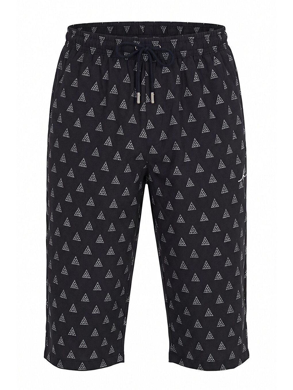 Üçgen Desenli Siyah Uzun Erkek Havuz Ve Deniz Şortu 6006