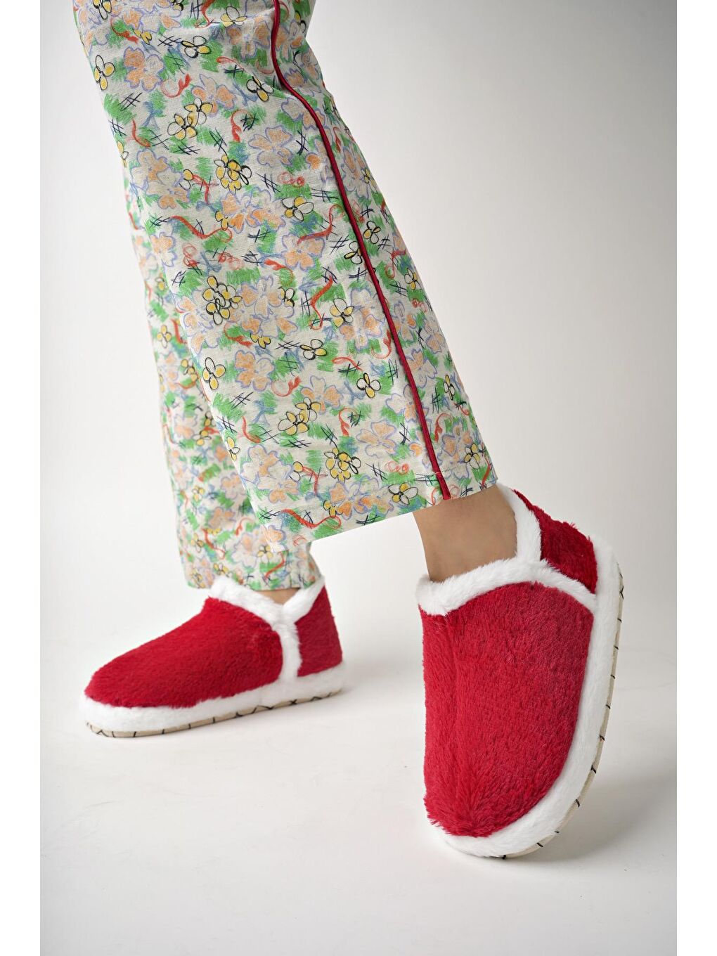 Kırmızı VIOLA Kadın Panduf Ev Ayakkabısı Ev Botu-6