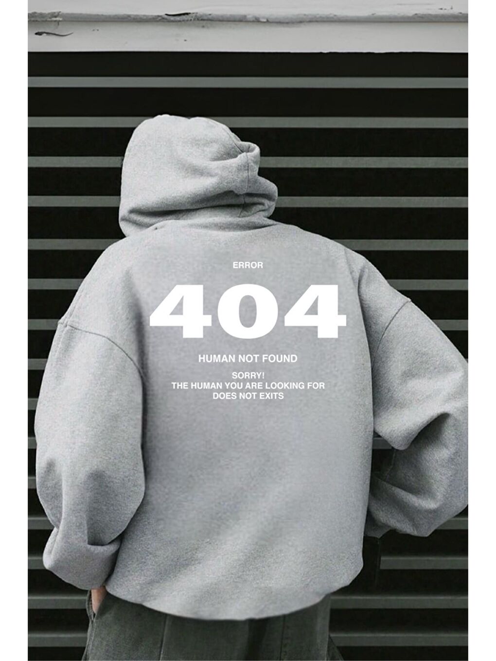 Oksit Gri Human Arka Baskılı Pamuklu Erkek Sweatshirt - 1