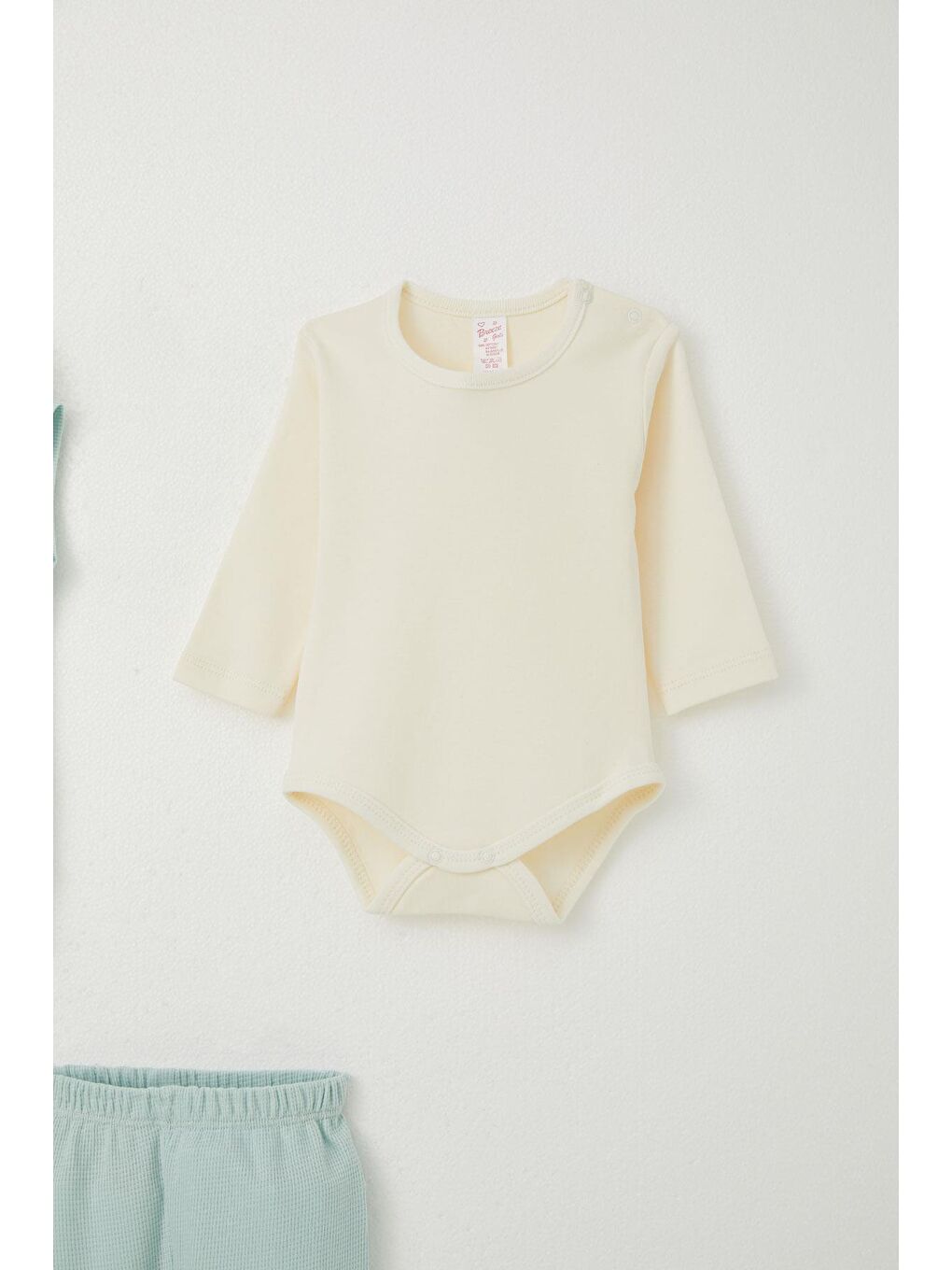 Turkuaz Kız Bebek Zıbınlı 3 Lü Takım Tavşan Nakışlı Ponponlu Su Yeşili (4 Ay-1 Yaş)-1