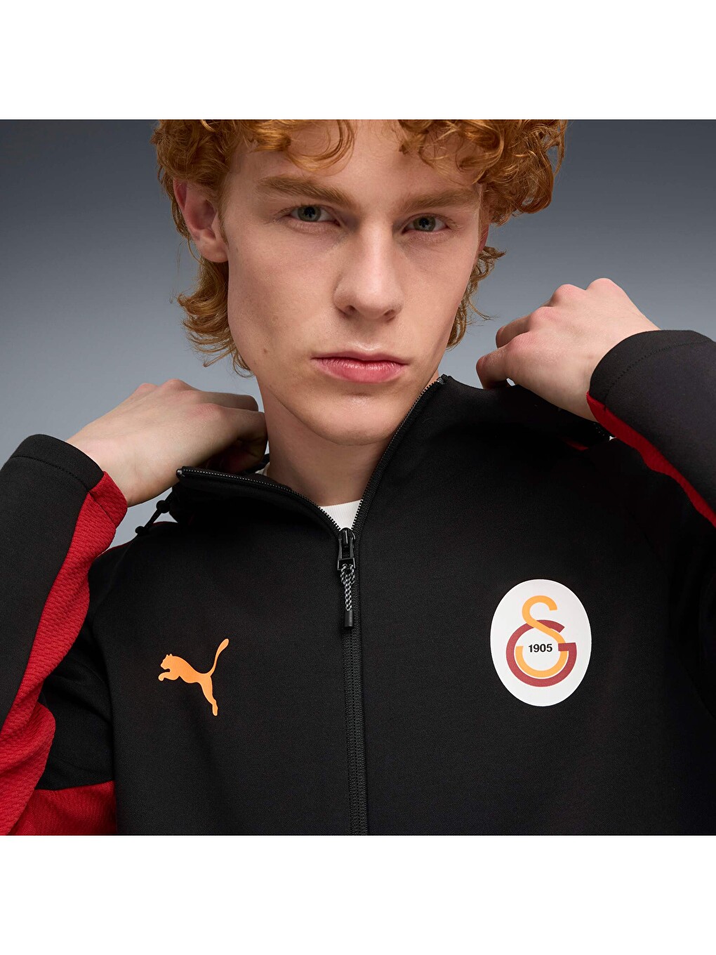 Siyah GALATASARAY EVOSTRIPE Erkek Kapüşonlu Fermuarlı Sweatshirt-4