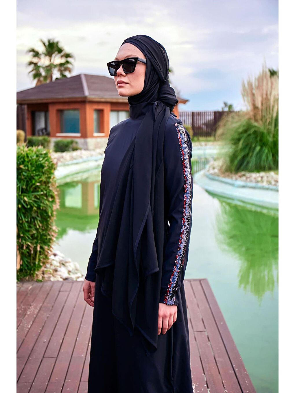 Marina Siyah Tül Pratik Şal Bone B2401 - 2