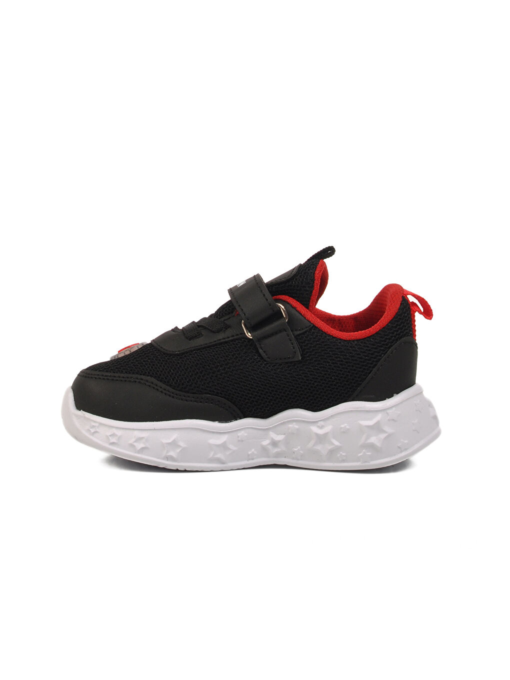 Ayakmod Siyah Kırmızı Cırtlı Işıklı Hafif Unisex Çocuk Spor Ayakkabı - 1