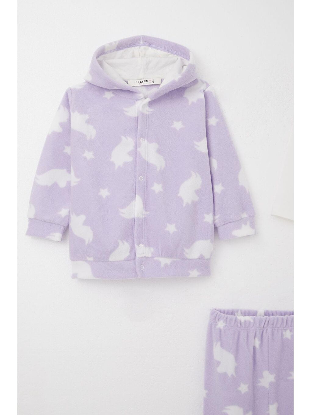 Kız Bebek Bodyli 3 Lü Polar Takım Yıldız Desenli Lila (4 Ay-1 Yaş)-2