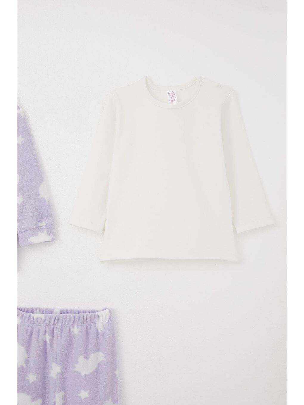 Kız Bebek Bodyli 3 Lü Polar Takım Yıldız Desenli Lila (4 Ay-1 Yaş)-4