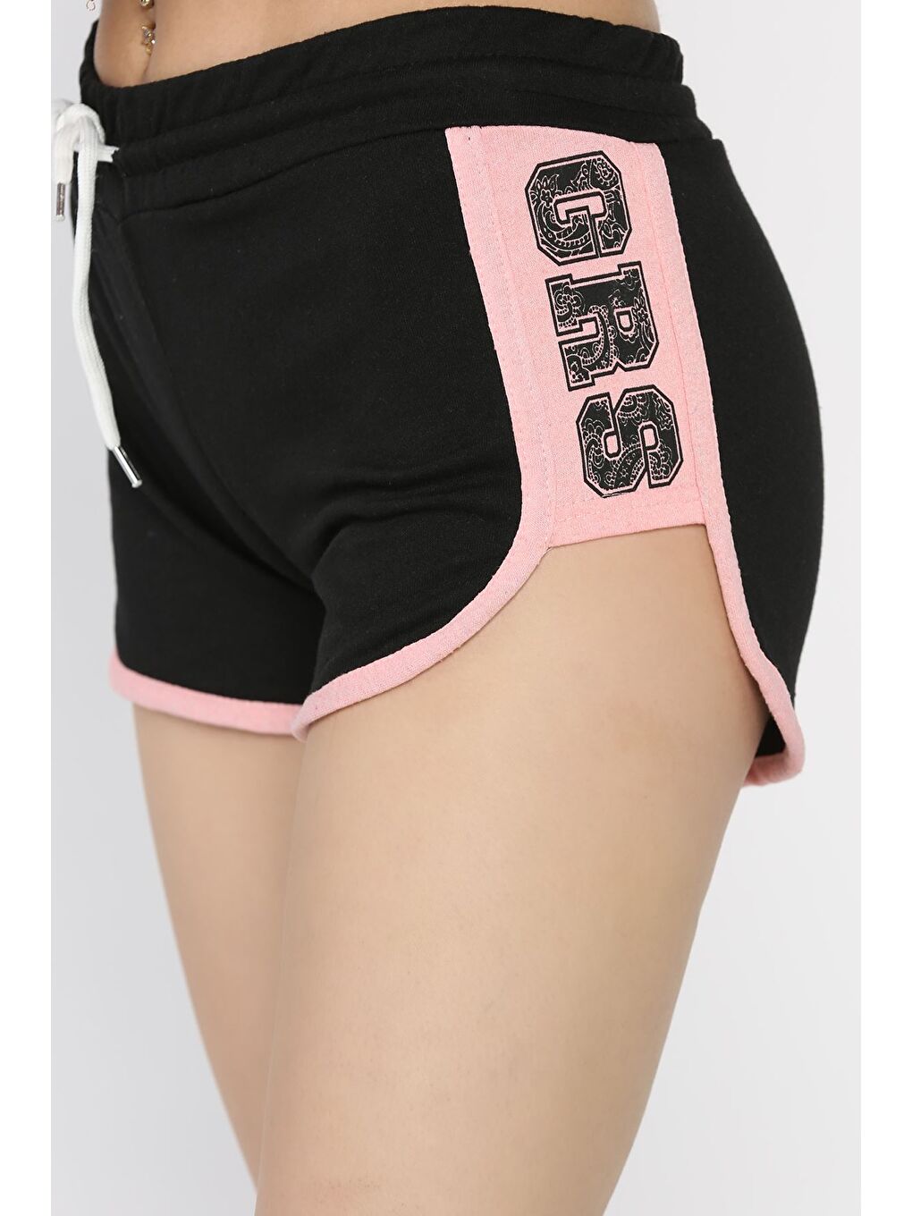 Siyah Kadın Baskılı Mini Şort-3