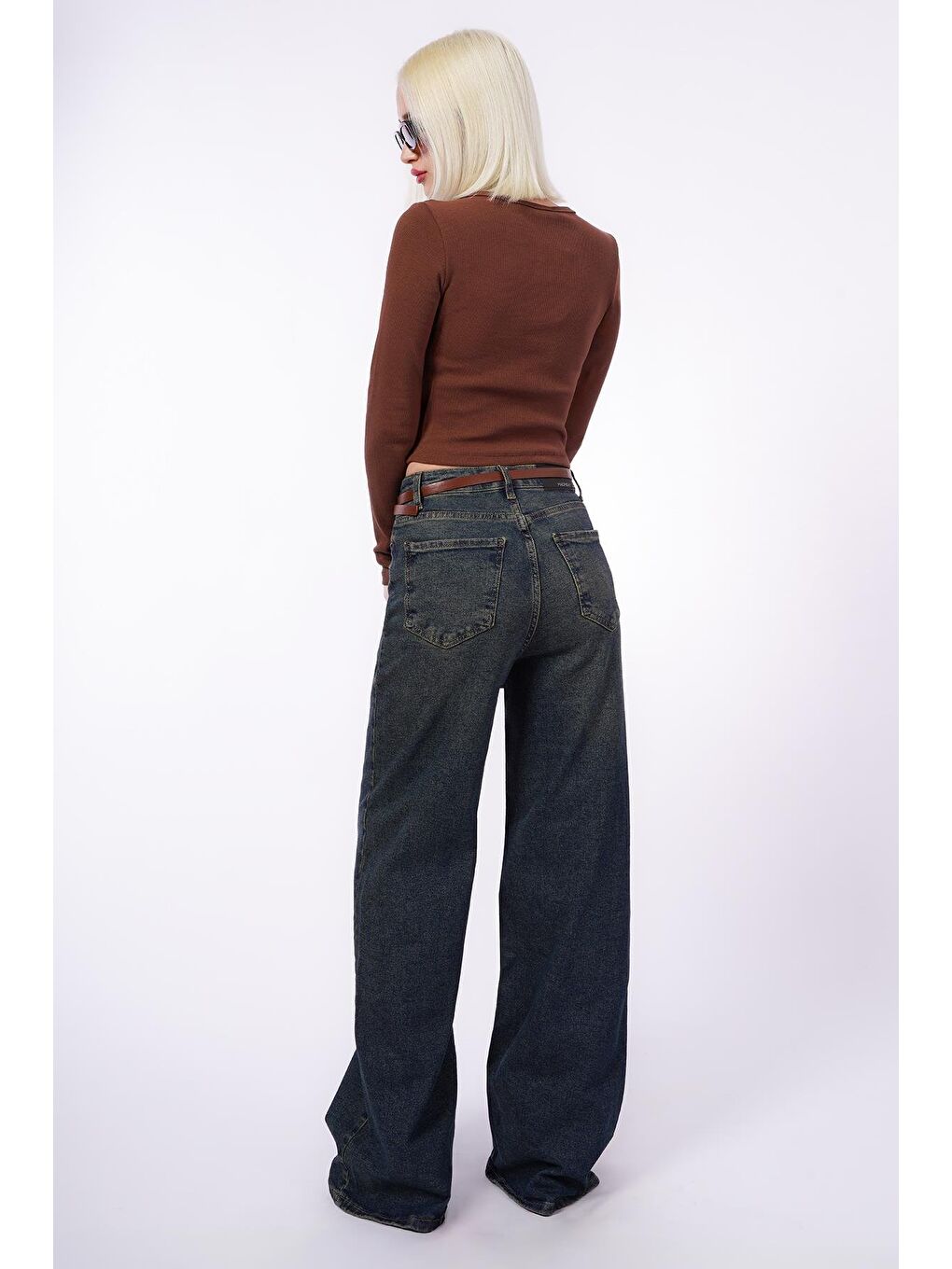 Acı Kahverengi V Yaka Uzun Kollu Düğme Detaylı Kaşkorse Bodysuit Mg2194-8