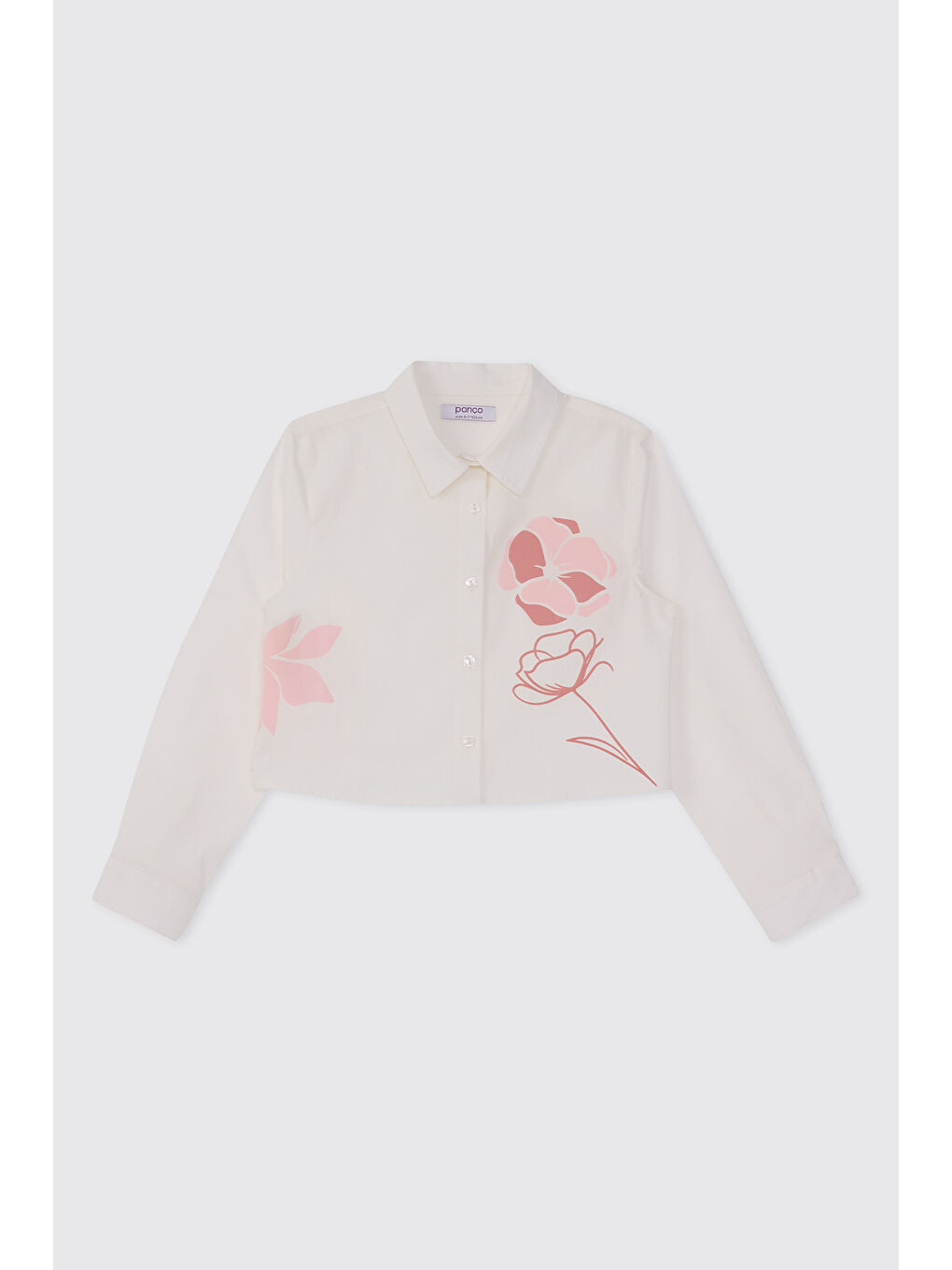 Kız Çocuk Baskı Detaylı Ekru Gömlek