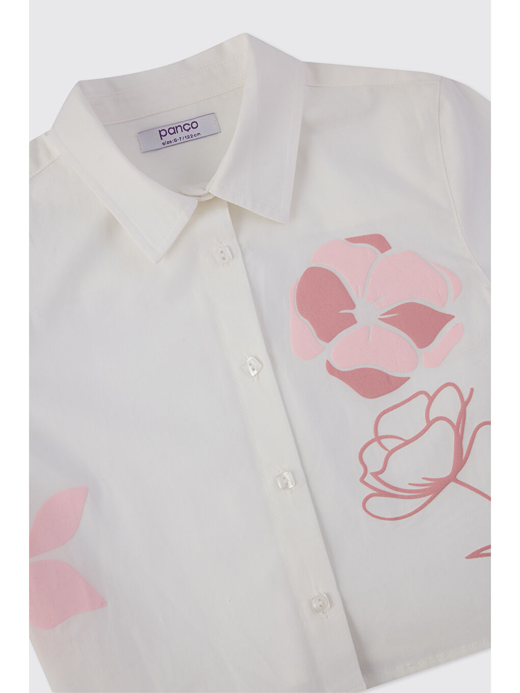 Kız Çocuk Baskı Detaylı Ekru Gömlek-2