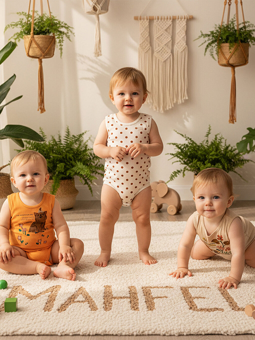 Ekru 3'Lü Kız %100 Pamuklu Atlet Çıtçıtlı Bebek Body Zıbın 761-755-1