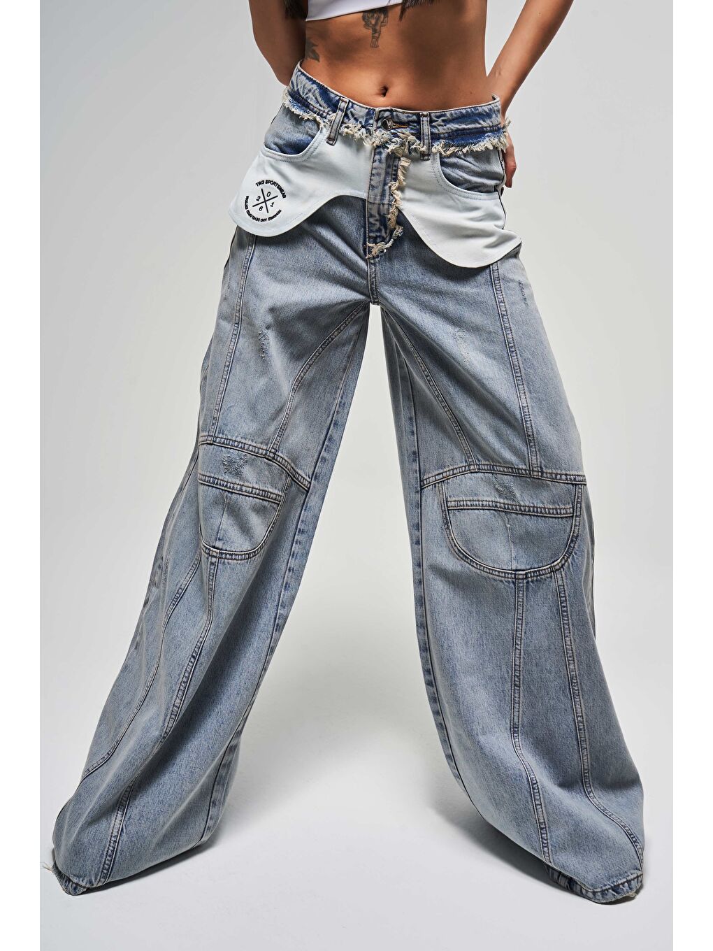 Mavi Kadın Jean Rengi Palazzo Fit Cep Detaylı Tasarım  100 Pamuk Denim Jean