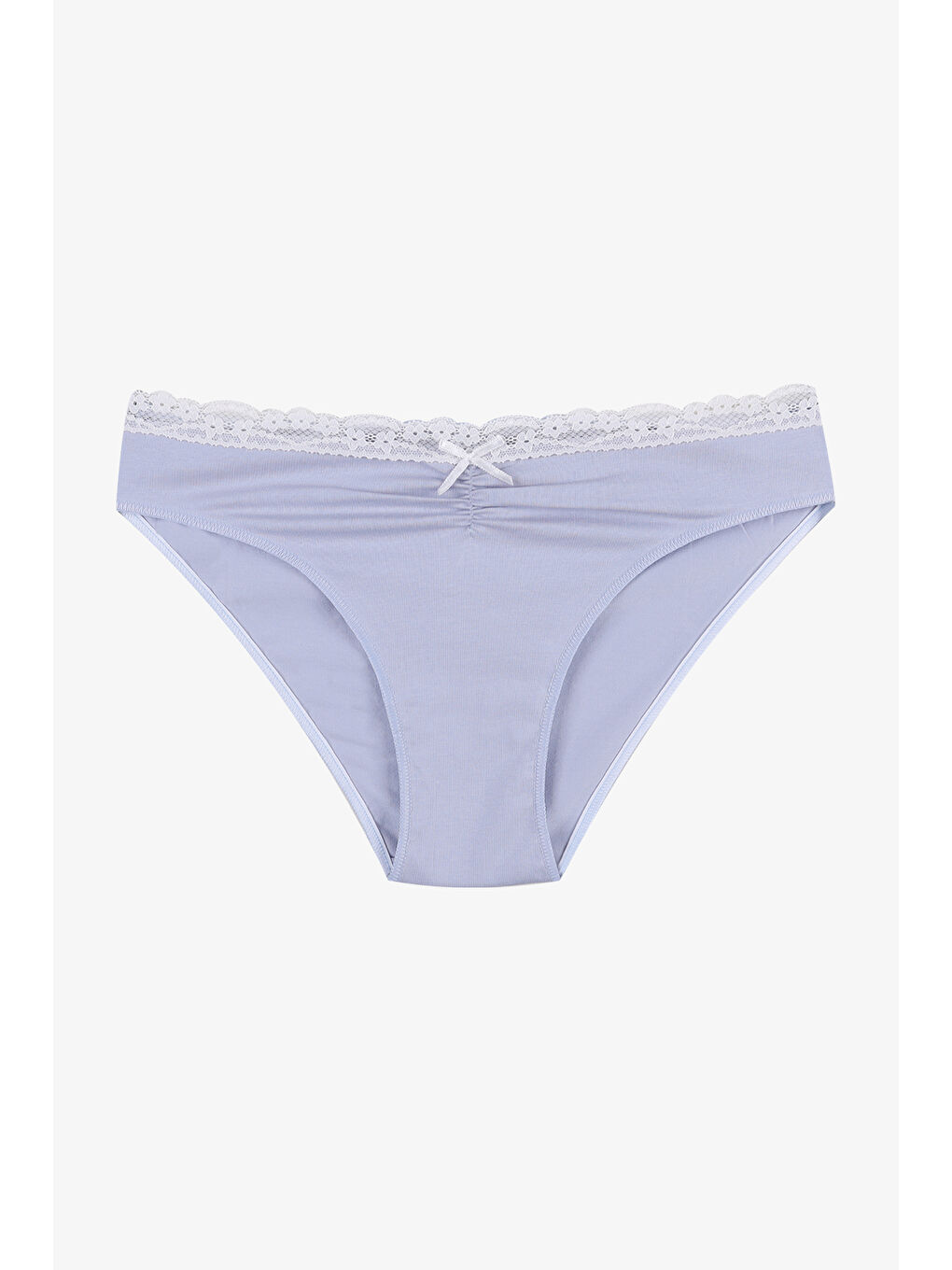 Lila Kadın Ön Bel Dantelli Büzgülü ve Fiyonk Detaylı Lastikli Külot 3'lü-3