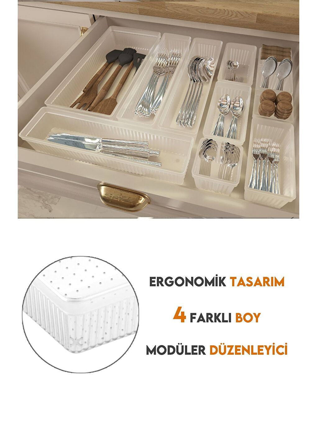 Renksiz 11 Parça Modüler Kaşıklık Seti Ayarlanabilir Mutfak Çekmece İçi Düzenleyici Organizer Şeffaf-2