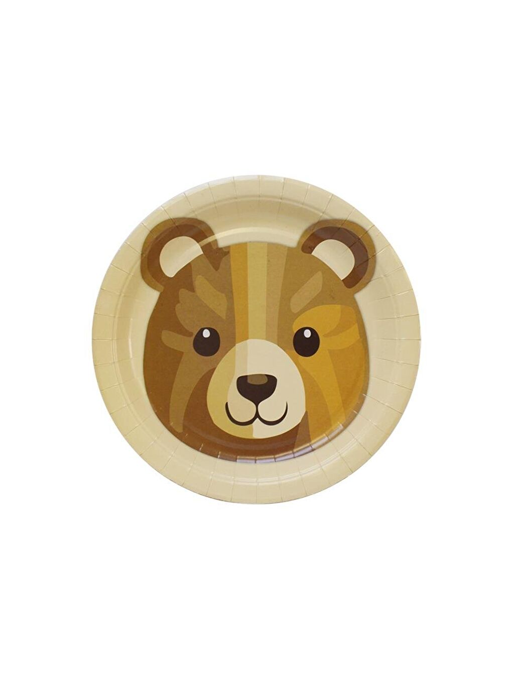 Kahverengi Sevimli Ayıcık Temalı Tabak Karton Doğum Günü Tabağı 8'li-1