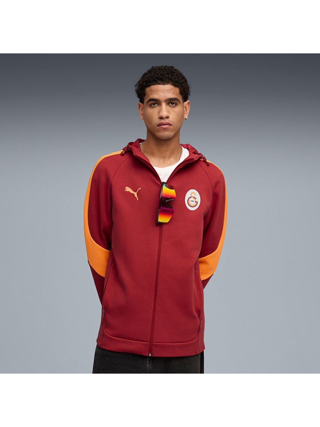Kırmızı GALATASARAY EVOSTRIPE Erkek Kapüşonlu Fermuarlı Sweatshirt-6