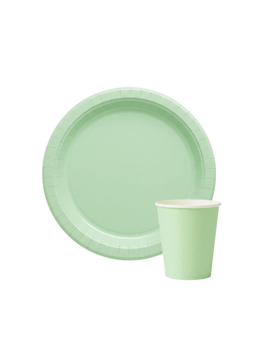 Karton Tabak Bardak Set Doğum Günü Parti Seti Mint Yeşil 8 Adet-1