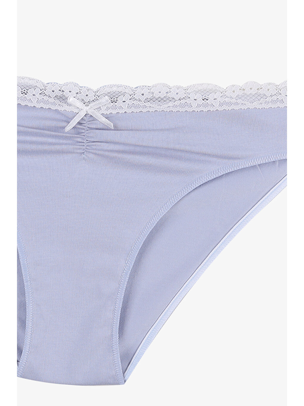 Lila Kadın Ön Bel Dantelli Büzgülü ve Fiyonk Detaylı Lastikli Külot 3'lü-4