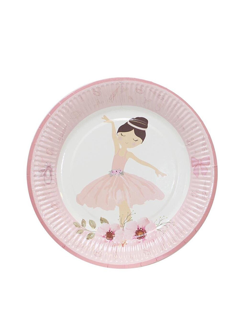 Pembe Balerin Temalı Tabak Karton Doğum Günü Tabağı 8'li-1