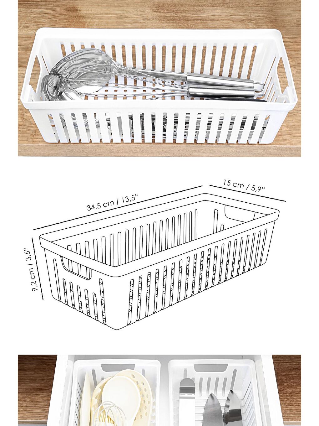 2li Modüler Kaşıklık Seti Mutfak Düzenleyici Çekmece İçi Organizer Bıçaklık Kepçelik Beyaz-5