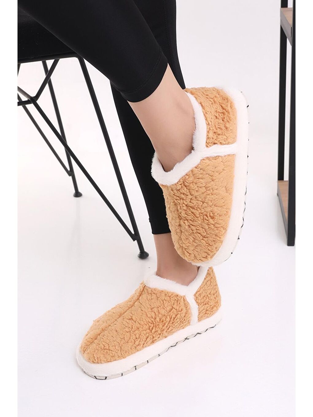 Kahverengi VIOLA Kadın Panduf Ev Ayakkabısı Ev Botu-1