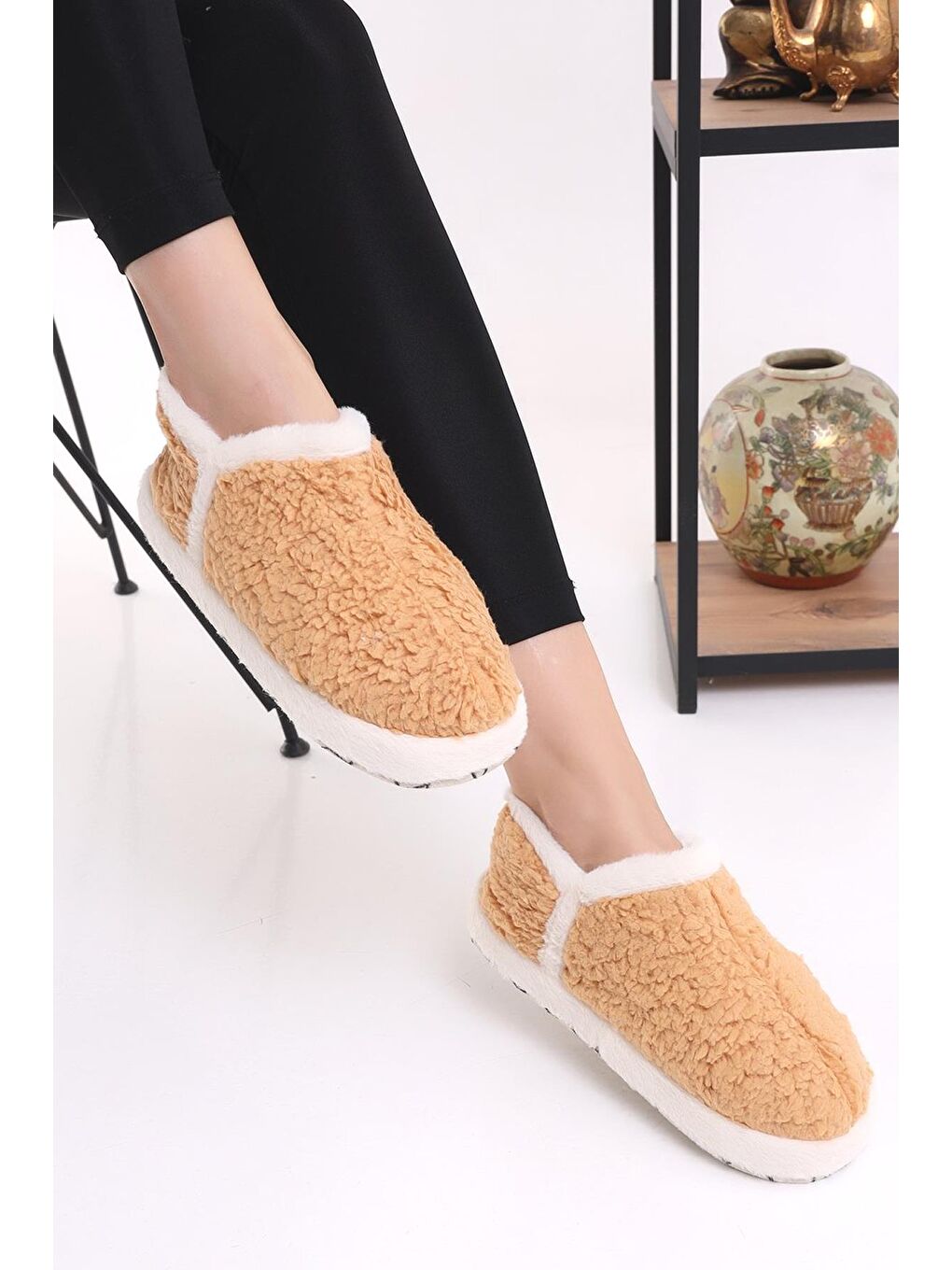 Kahverengi VIOLA Kadın Panduf Ev Ayakkabısı Ev Botu-2