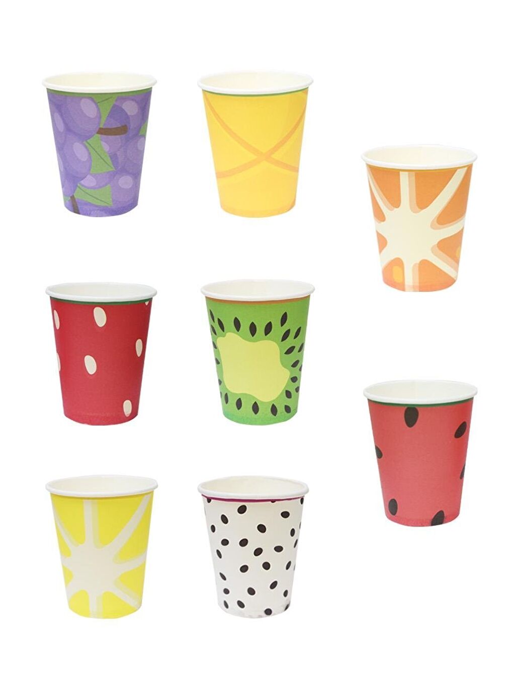 Karışık Meyve Temalı Bardak Karton Doğum Günü Bardağı 8'li-1
