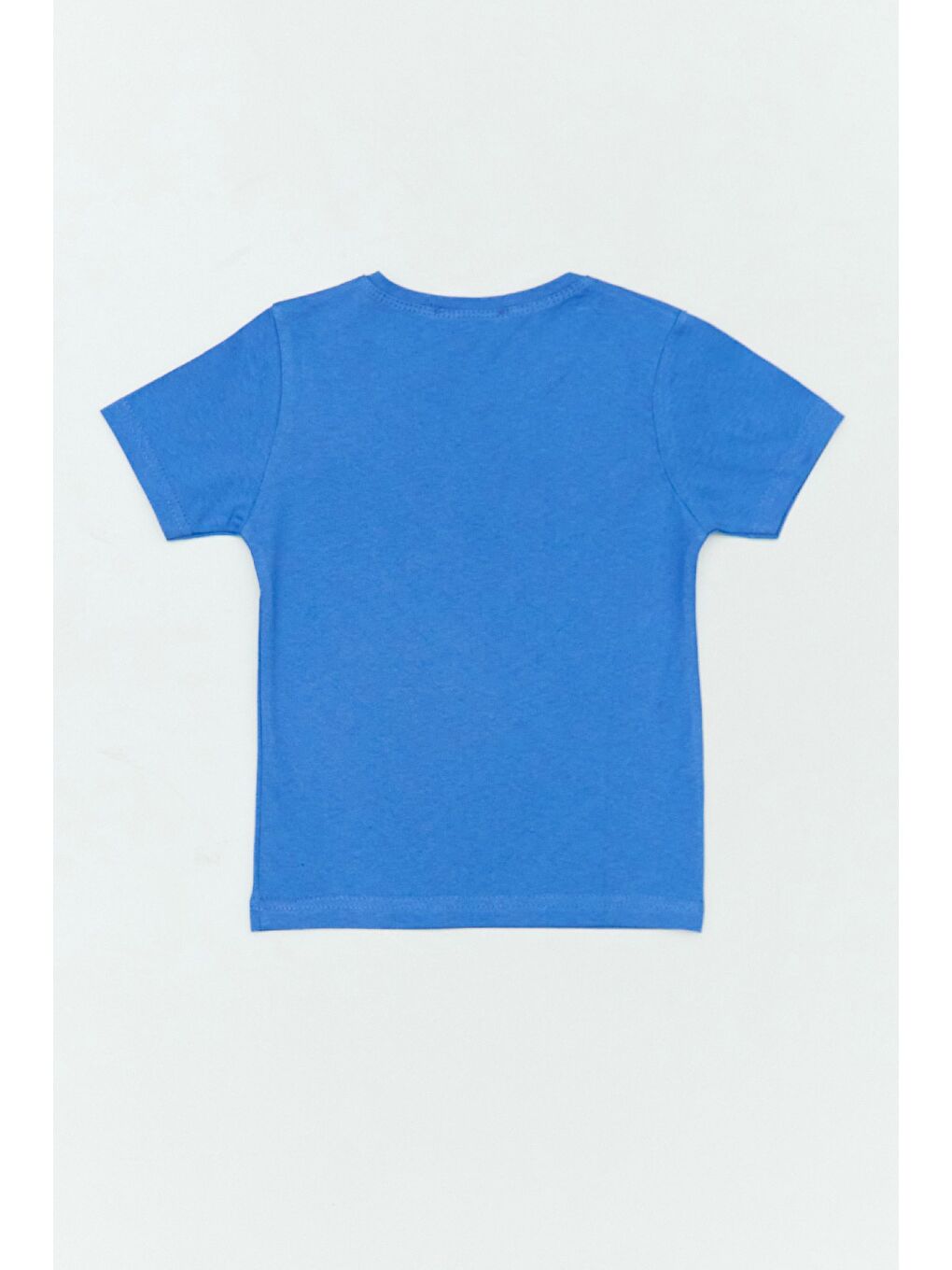 Mavi %100 Pamuk Uzay Mekiği Baskılı Bisiklet Yaka Erkek Çocuk Tişört-1