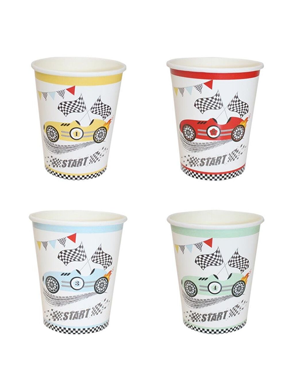 Kırmızı Yarış Arabaları Temalı Bardak Karton Doğum Günü Bardağı 8'li-2
