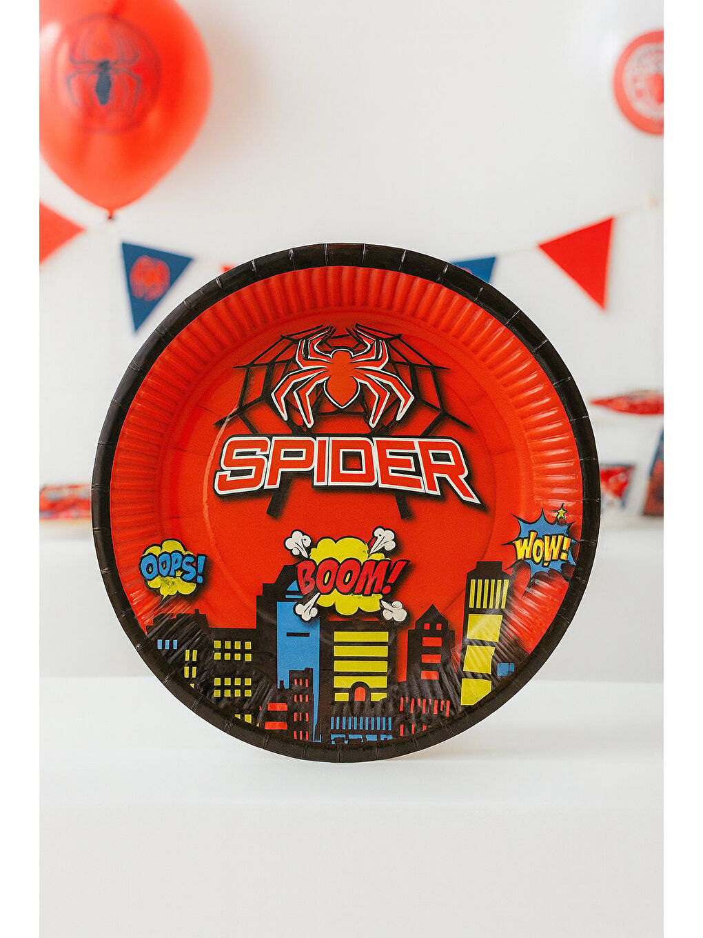 Kırmızı Örümcek Adam Temalı Tabak Karton Doğum Günü Tabağı