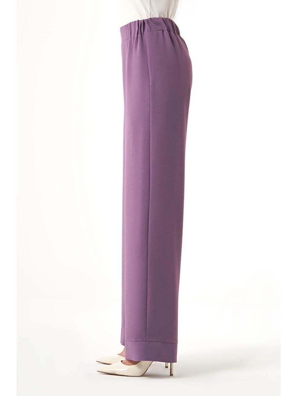 Pembe Paçası Parçalı Gül Kurusu Pantolon-1