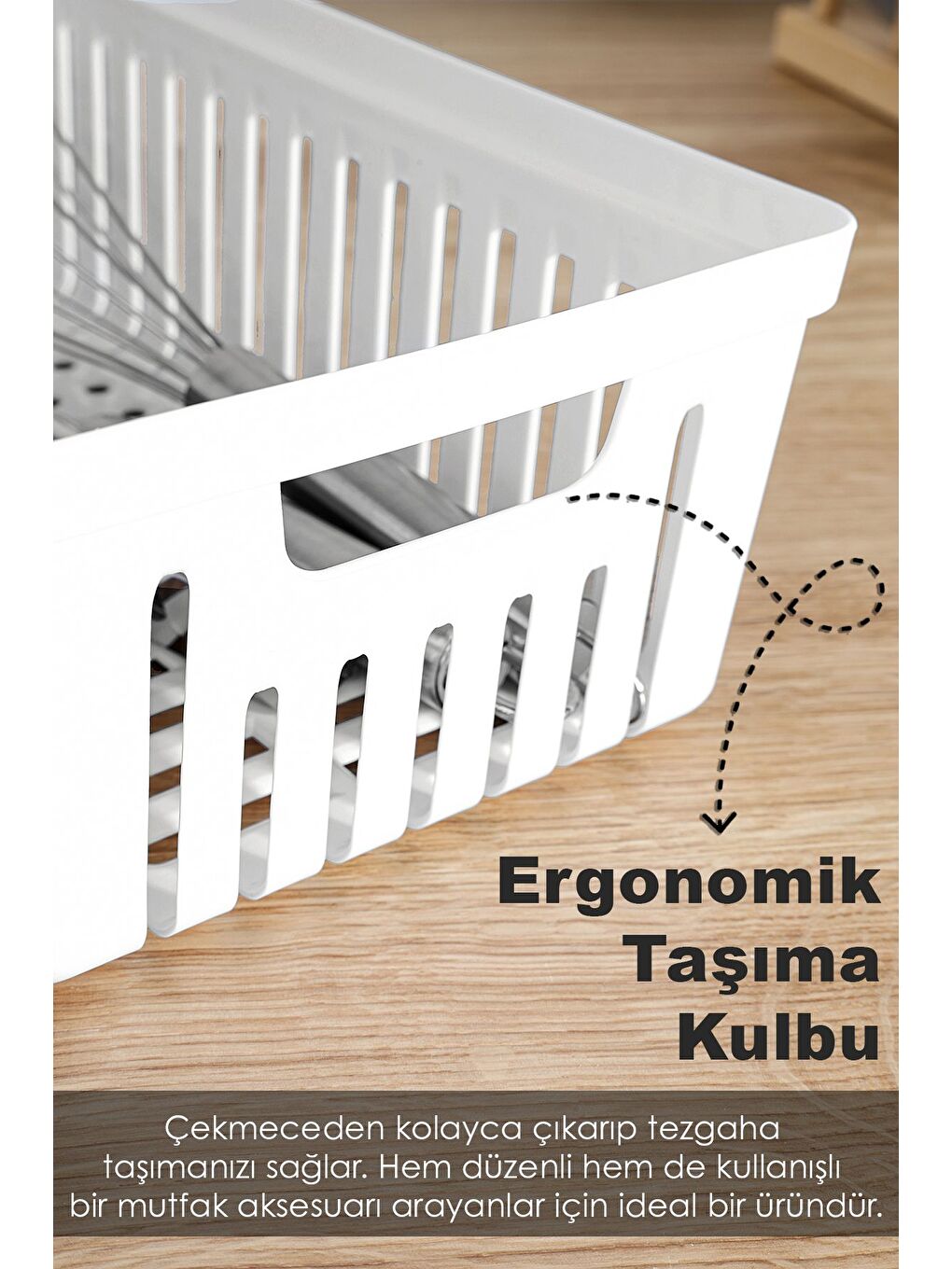 5'li Modüler Kaşıklık Seti Mutfak Düzenleyici Çekmece İçi Organizer Bıçaklık Kepçelik Beyaz-1