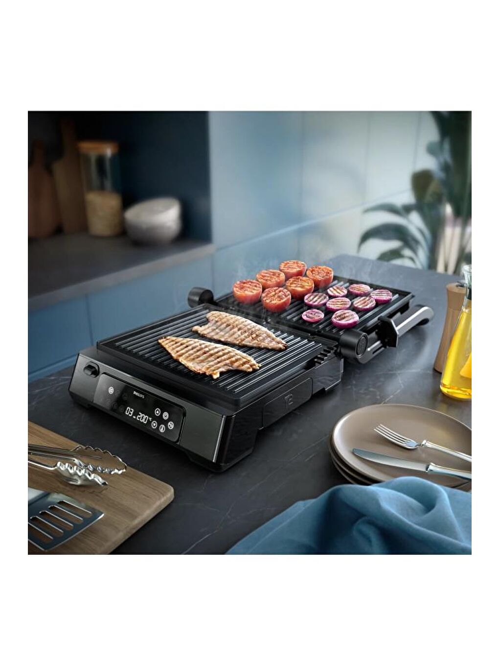 7000 Series Contact Grill HD6307/70 2200 W Izgara ve Tost Makinesi-4