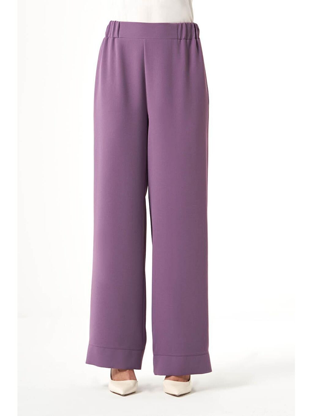 Pembe Paçası Parçalı Gül Kurusu Pantolon-2