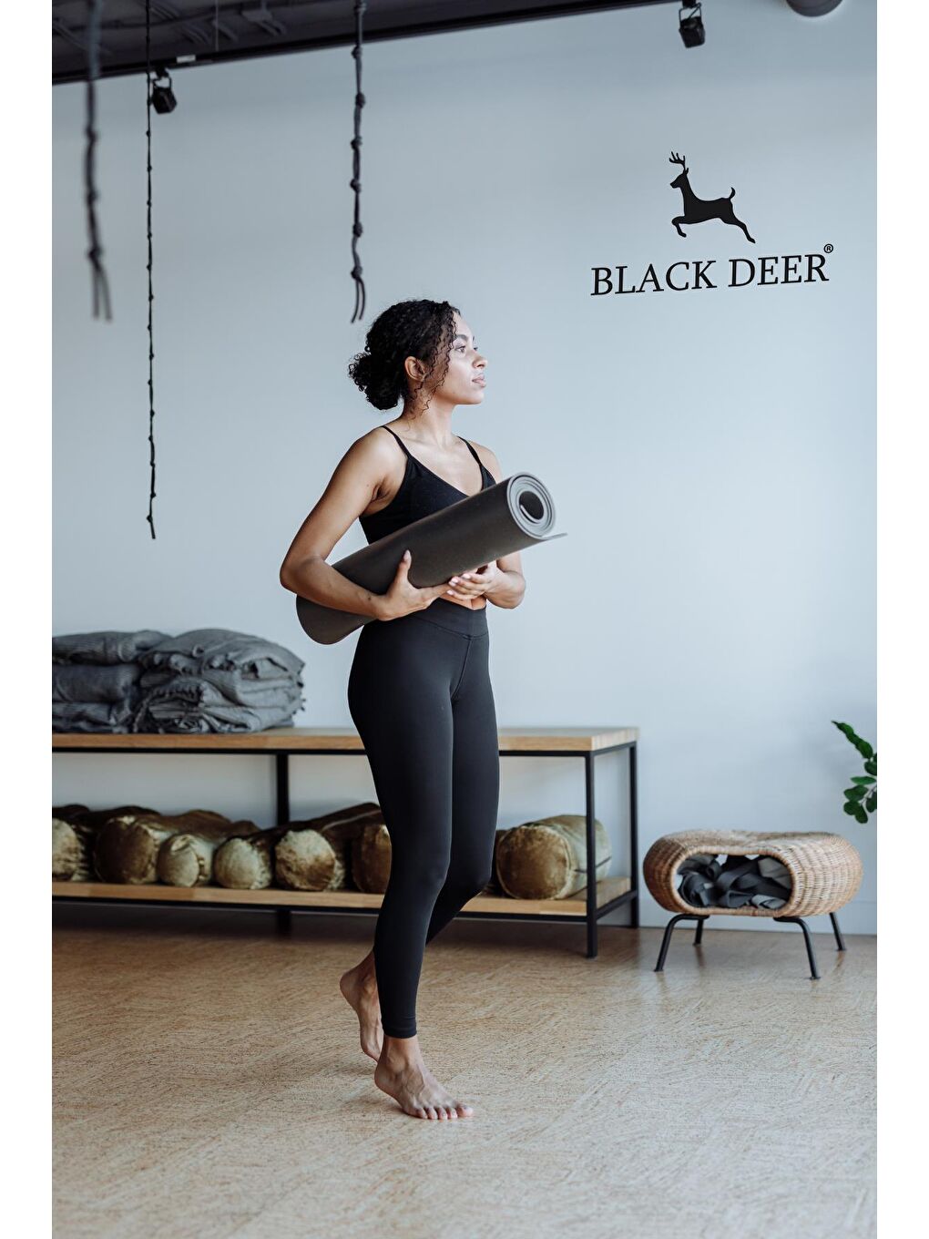 Black Deer Siyah Pilates Yoga Kamp Matı Egzersiz Minderi Kaymaz Taban 180x55 cm 8mm - 5