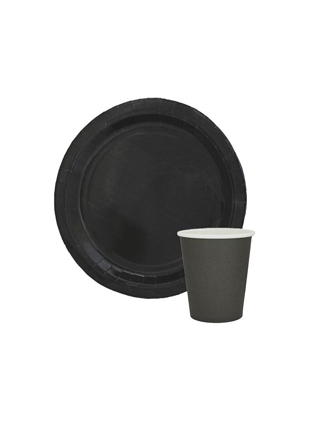 Karton Tabak Bardak Set Doğum Günü Parti Seti Siyah 8 Adet-3