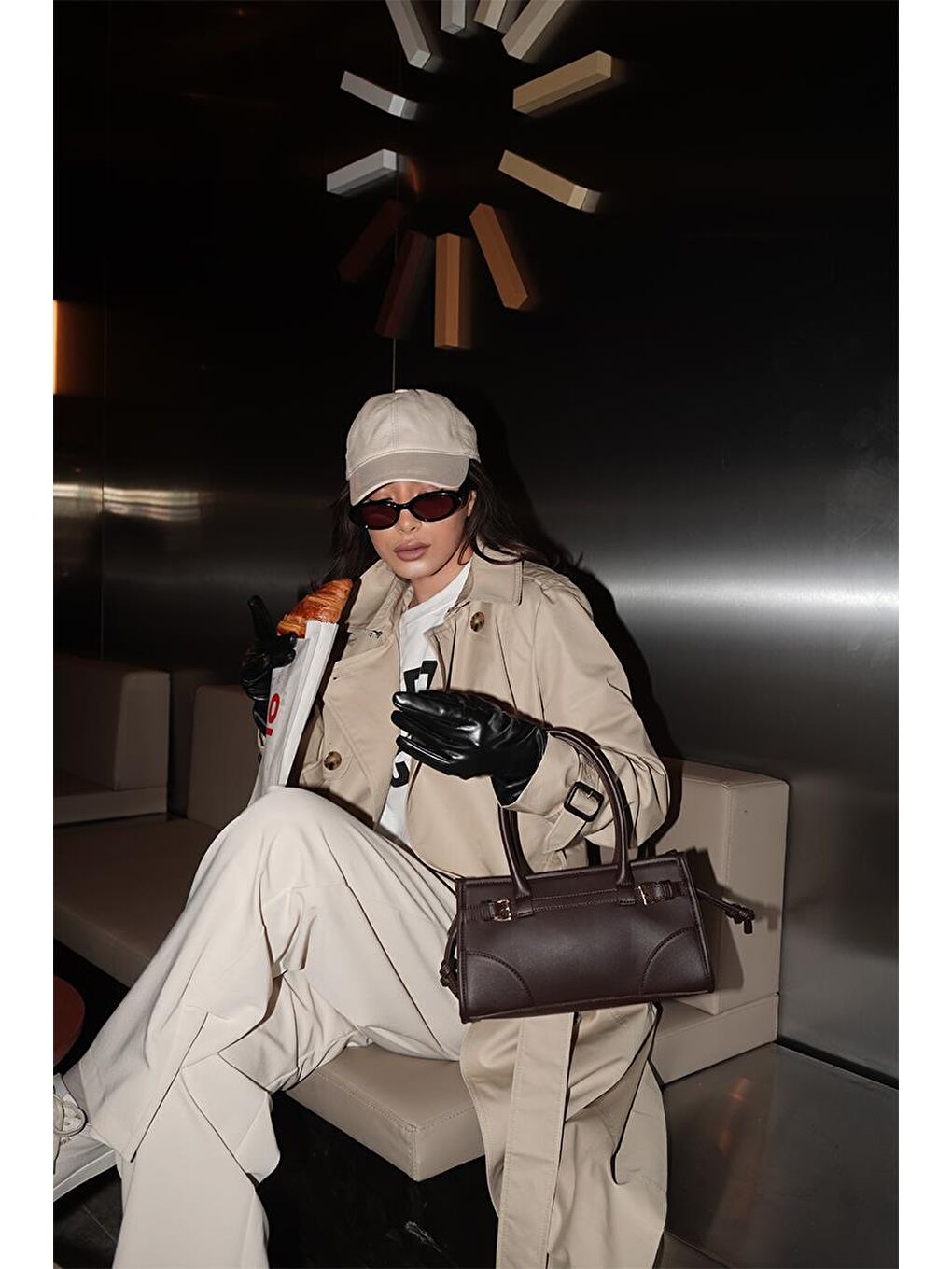 Kahverengi Maison Baget Çanta Acı Kahve-5