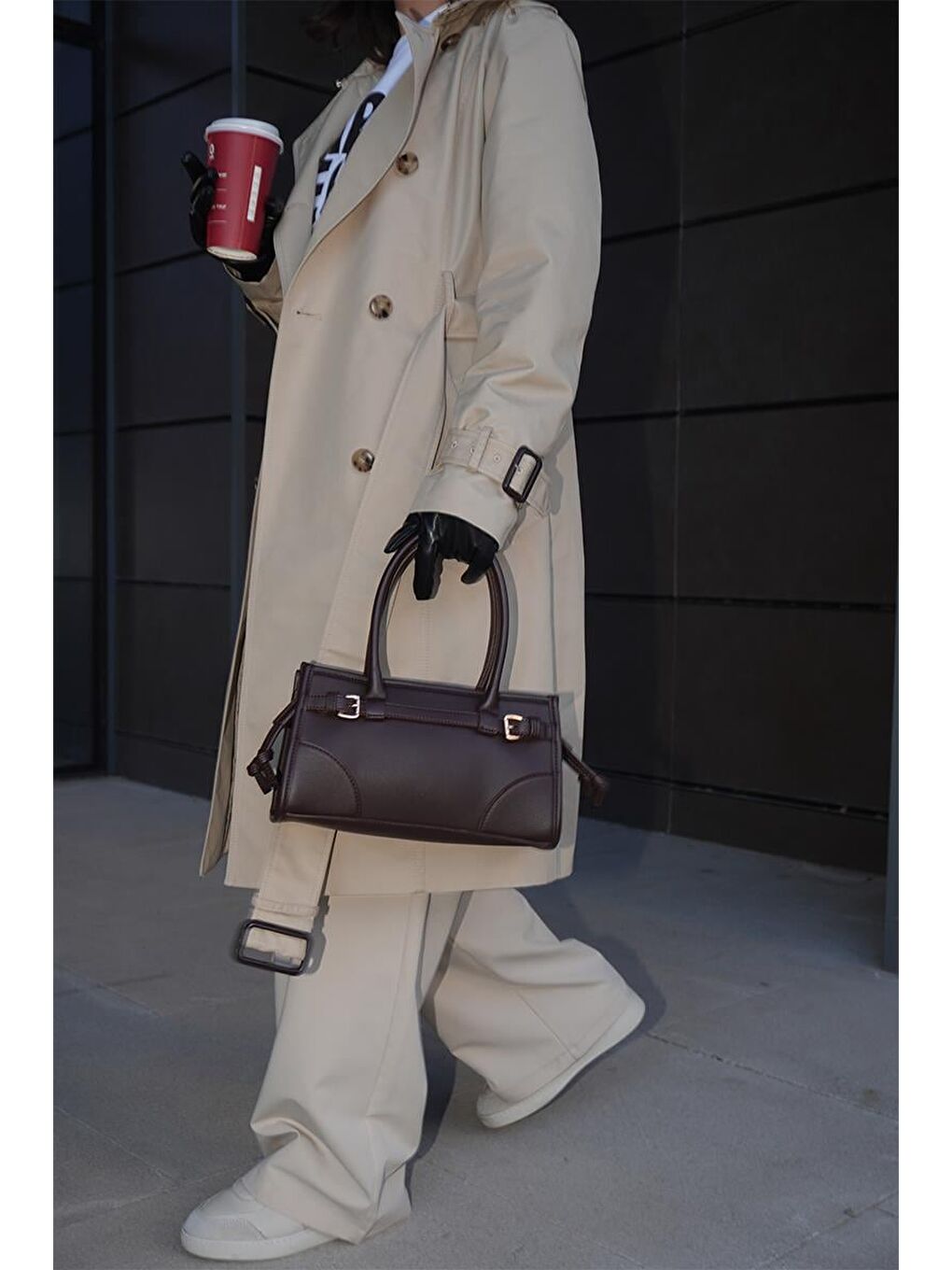 Kahverengi Maison Baget Çanta Acı Kahve-6