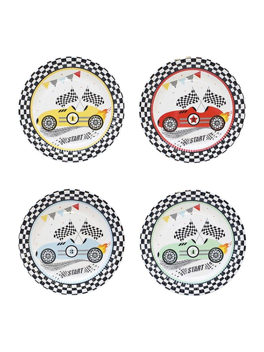 Kırmızı Yarış Arabaları Temalı Tabak Karton Doğum Günü Tabağı 8'li-1