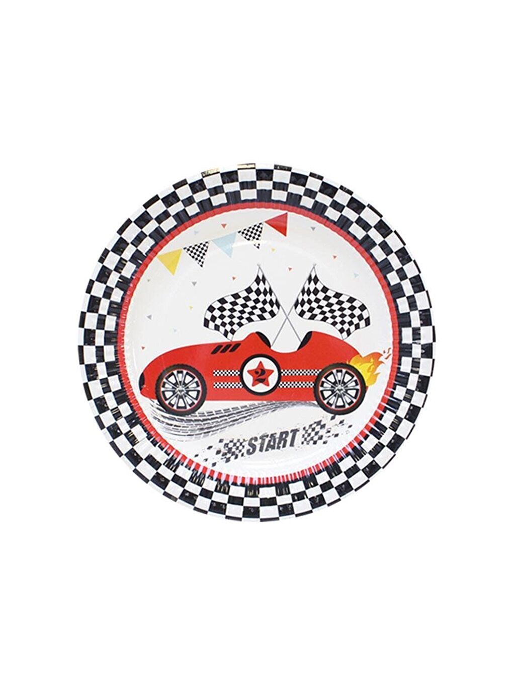 Kırmızı Yarış Arabaları Temalı Tabak Karton Doğum Günü Tabağı 8'li-2