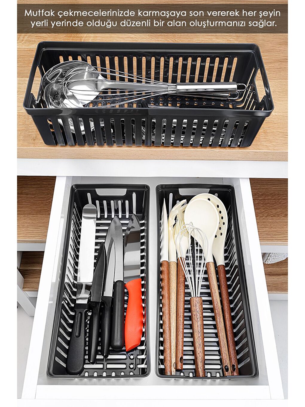 Siyah 6'lı Modüler Kaşıklık Seti-2