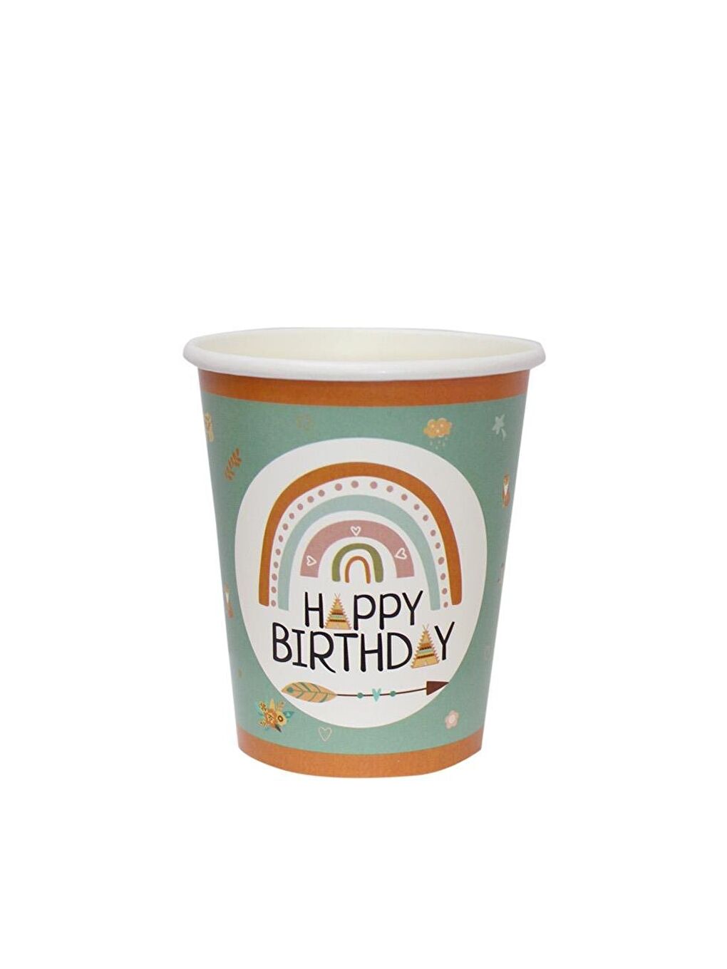 Yeşil Retro Temalı Bardak Karton Doğum Günü Parti Bardağı 8'li-1