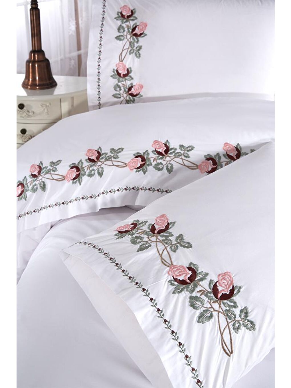 Ekru Anita Nakışlı 6 Parça Nevresim Takımı Krem-5