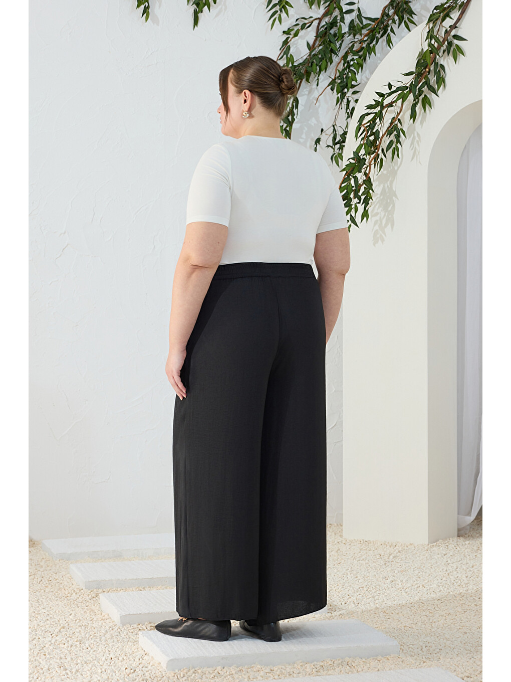 Siyah Dökümlü Pantolon Etek-5
