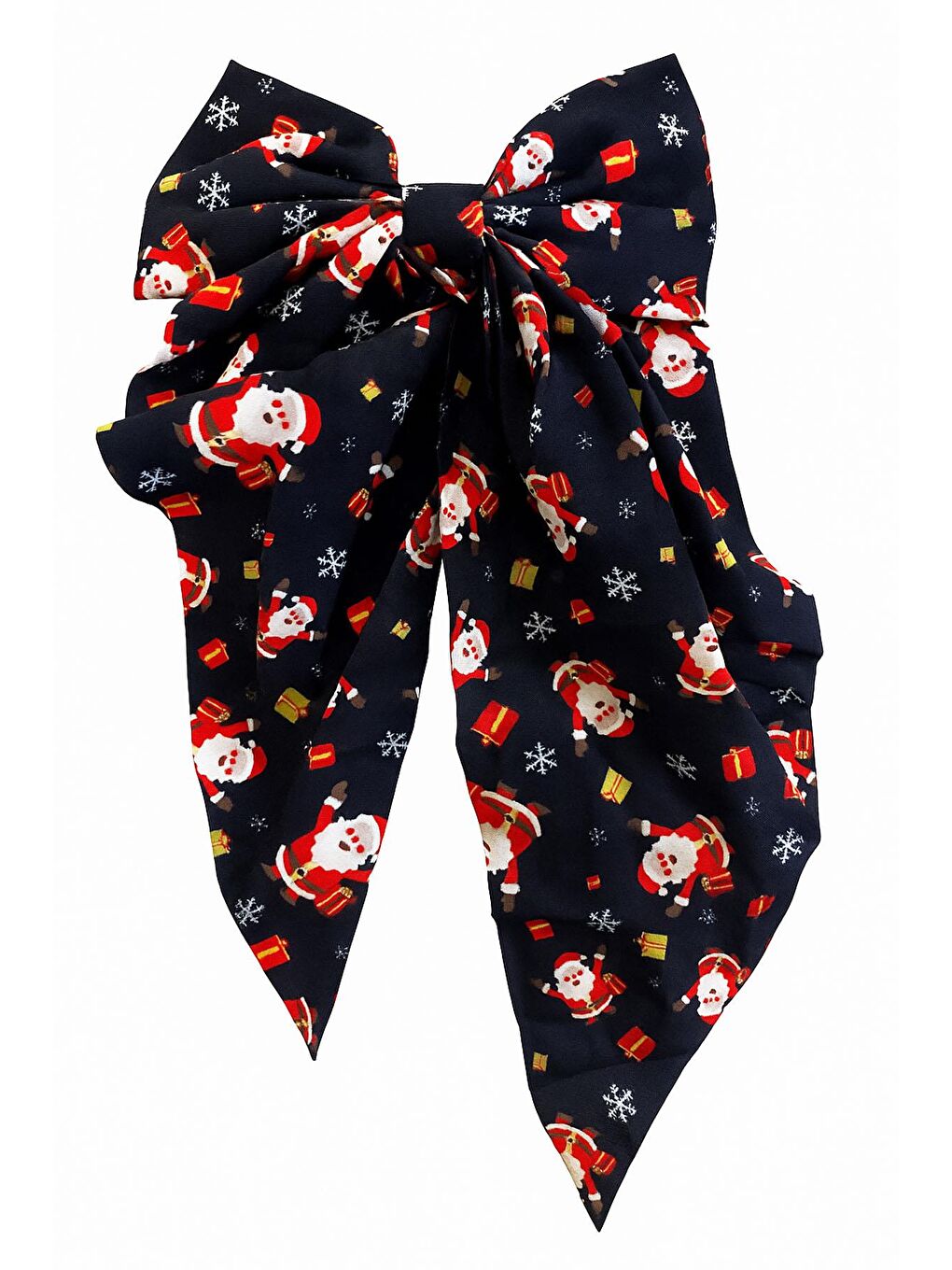 Lacivert Yılbaşı Temalı Fiyonk Saten Toka-1