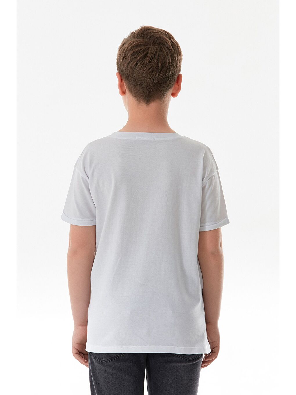 Beyaz %100 Pamuk Yazı Baskılı Erkek Çocuk Tişört-3